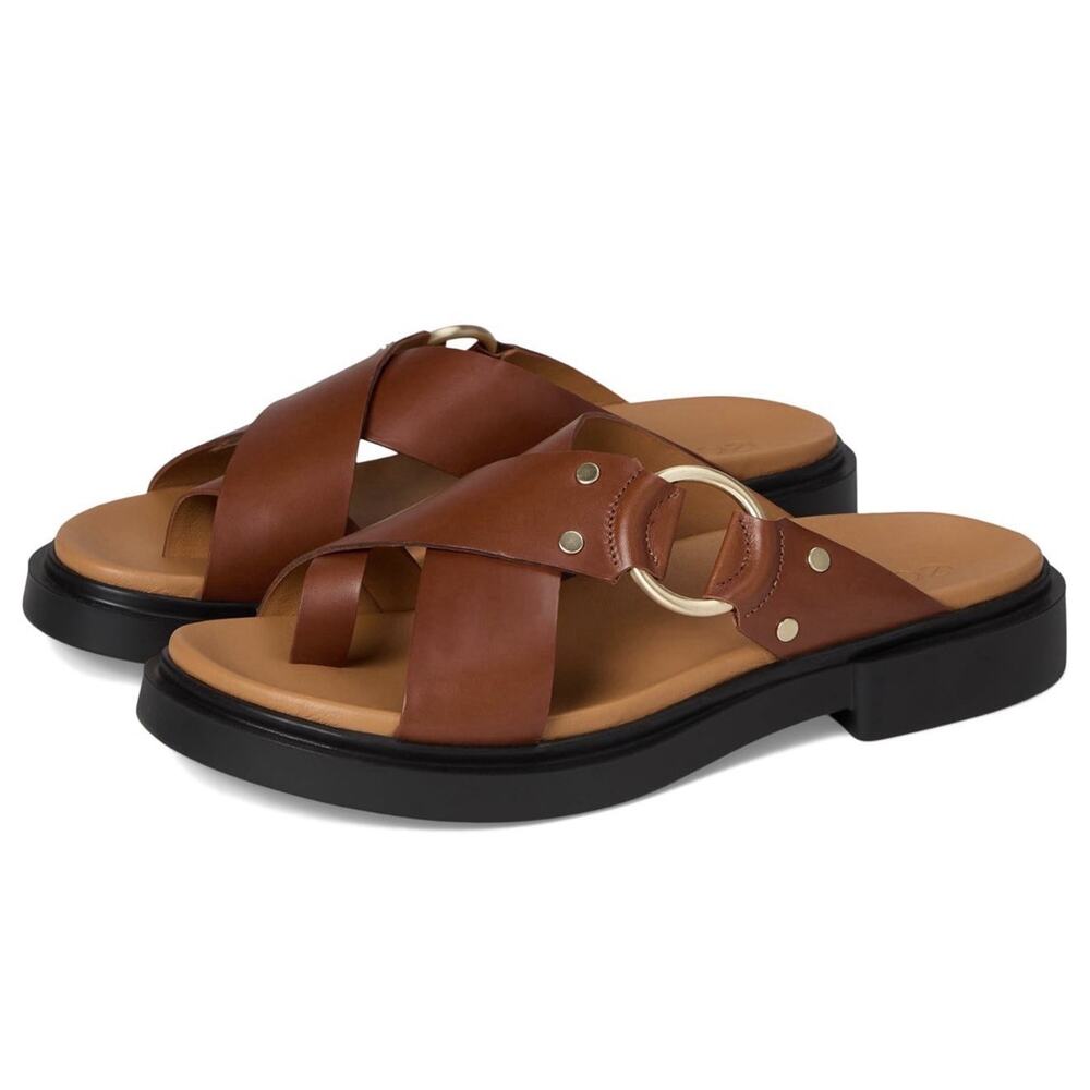 Woman's Sandals ECCO Seoul Toe Post Ring Ornament Slide Sandals New $150